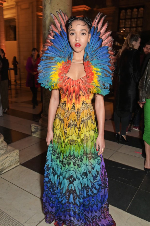 FKA Twigs performs in a bird of paradise costume made by McQueen for SS08